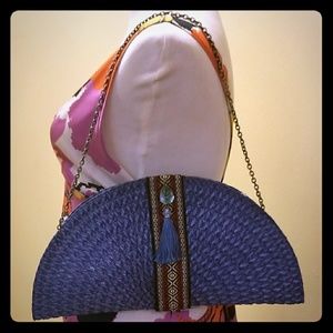 Blue straw bag
